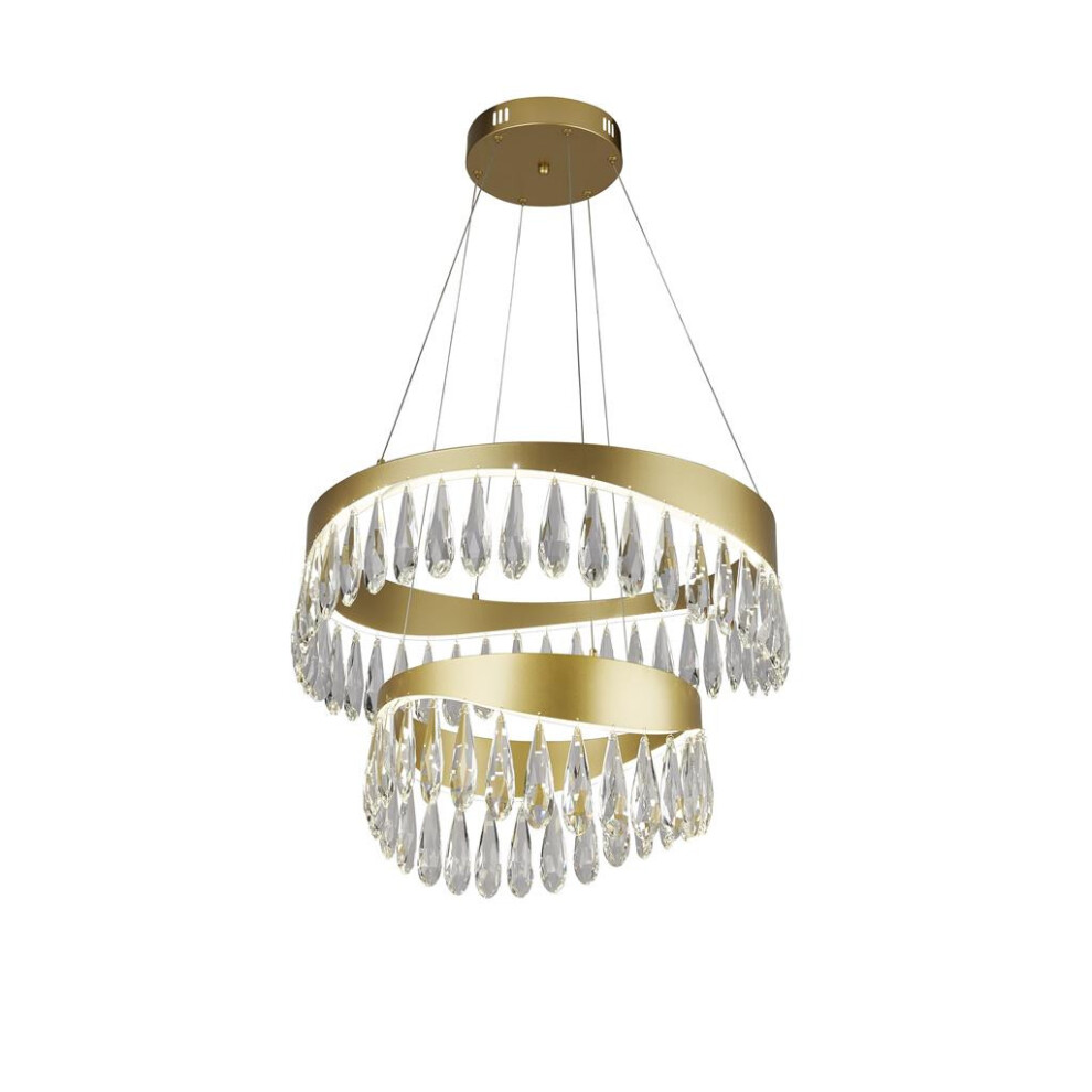 Searchlight Jewel LED 2 Tier Pendant Gold, Crystal 4000K