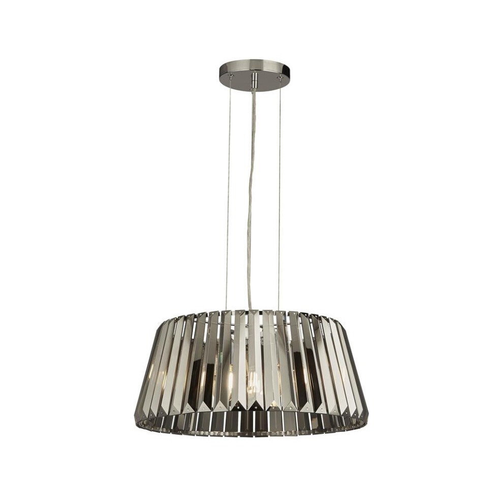 Searchlight Tiara 5 Light Pendant, Chrome Smoke Glass