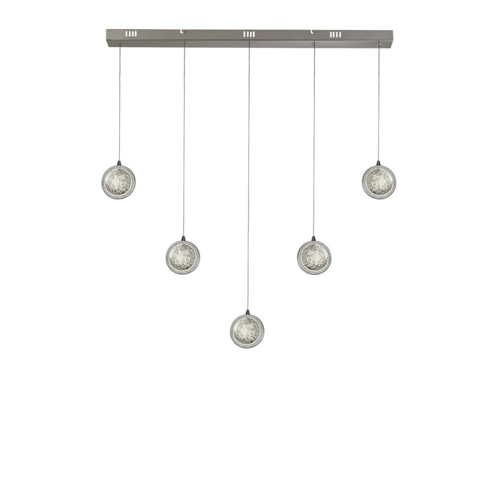 Searchlight Quartz 5 Light Bar Pendant, Bubble Glass, Detailed Rim 4000K