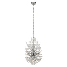 Lampadario Contemporaneo Pavone Acciaio Cromo Vetro Trasparente 14 Luci G9