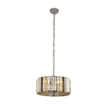 Lampadario Contemporaneo Chapeau Acciaio Cromo Vetro Ambra 3 Luci E27