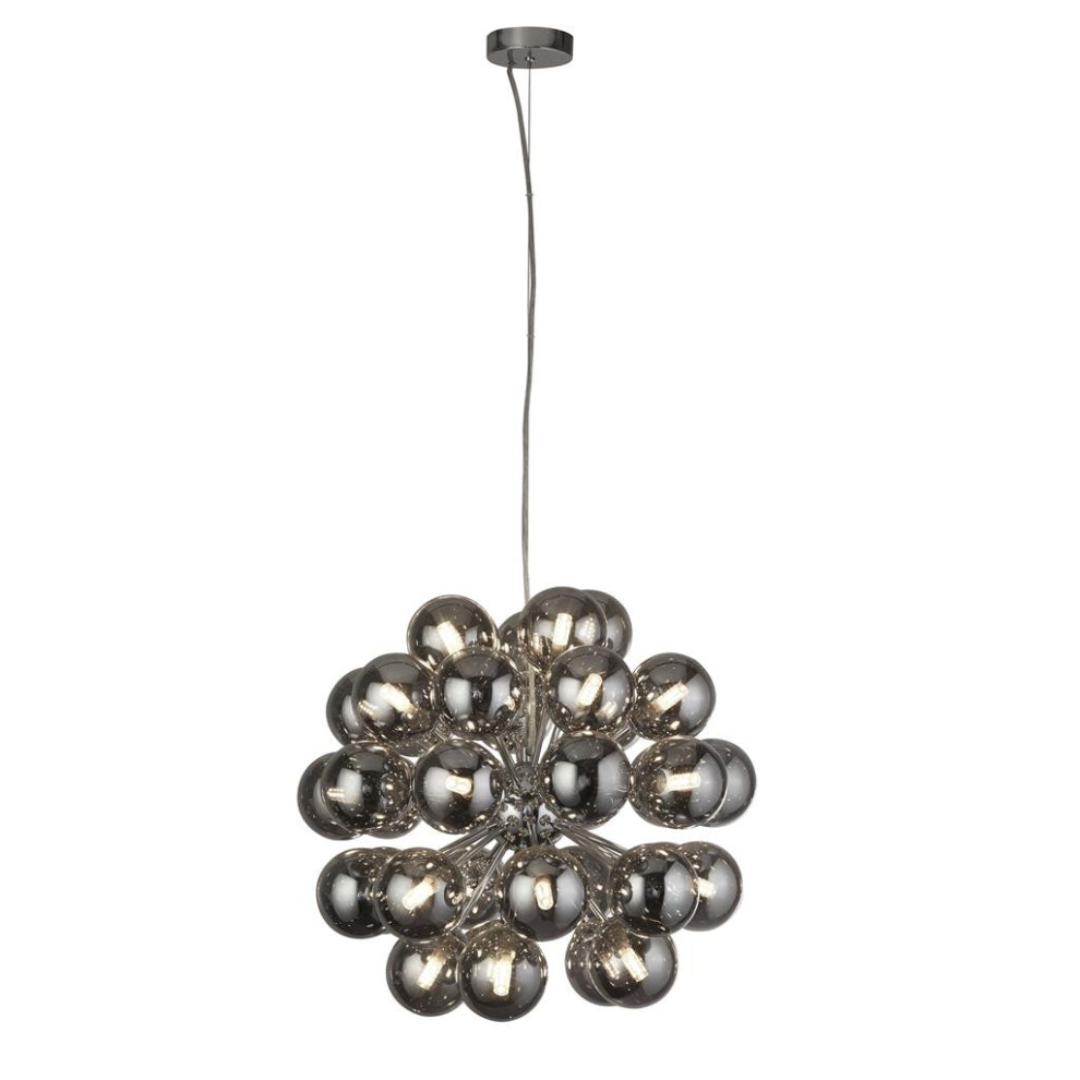 Searchlight Berry 27 Light Pendant, Chrome, Smoked Glass