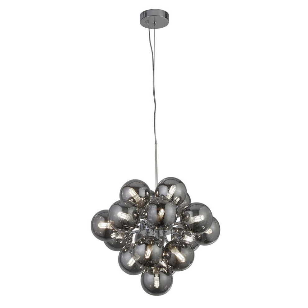 Searchlight Berry 17 Light Pendant, Chrome, Smoked Glass