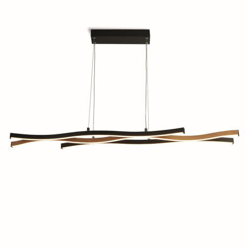 Searchlight Searchlight Bloom Swirl LED Ceiling Pendant, Black With Wood Effect