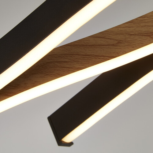 Searchlight Searchlight Bloom Swirl LED Ceiling Pendant, Black With Wood Effect 2