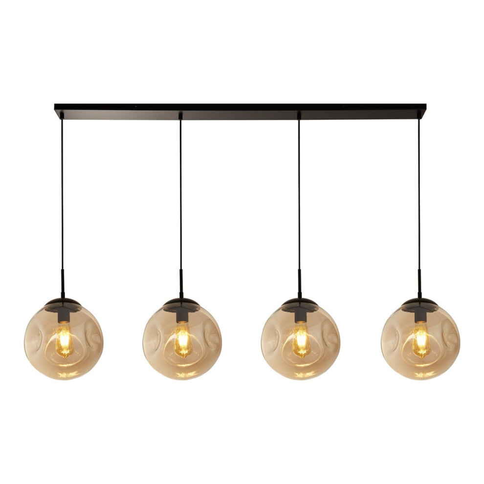 Searchlight Punch 4 Light Bar Pendant, Black, Champagne Punched Glass