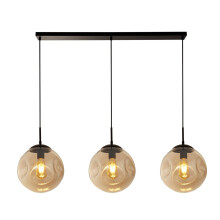Searchlight Punch 3 Light Bar Pendant, Black, Champagne Punched Glass