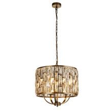 Lampadario Classico gioiello Acciaio Ottone Vetro 5 Luci E14
