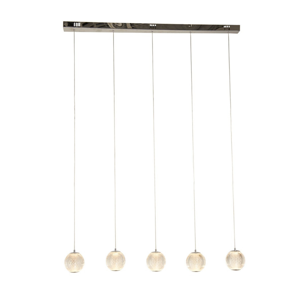 Searchlight Allure 5 Light Bar Pendant Chrome, Clear Acrylic