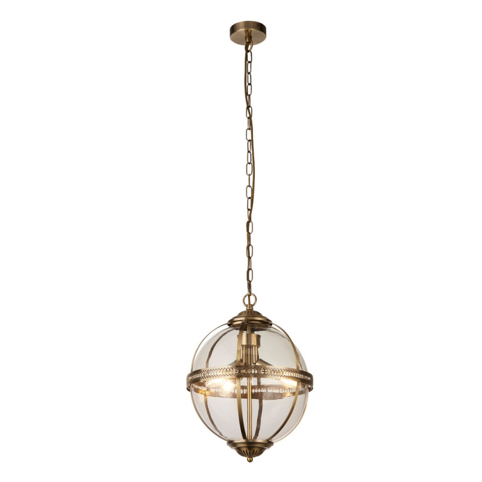 Search Coronet 3 Pendant Antique Brass, Glass Light