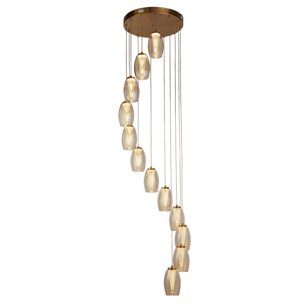 Searchlight Cyclone 12 Light Pendant Bronze, Champagne Glass