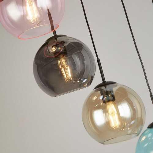 Searchlight Searchlight Mardi Gras II 8 Light Pendant Black, Coloured Glass 2