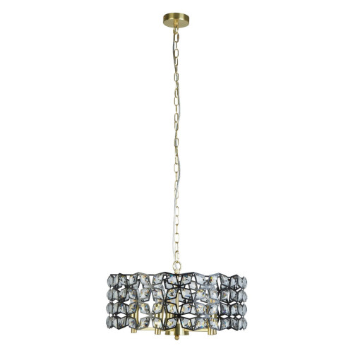 Searchlight Lampadario Classico Iris Acciaio Ottone Vetro 5 Luci E14 1