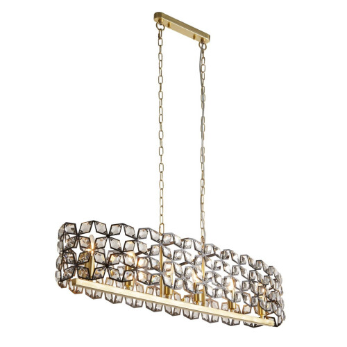 Searchlight Lampadario Classico Iris Acciaio Ottone Vetro 6 Luci E14 1