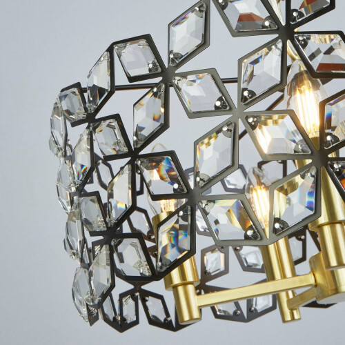 Searchlight Lampadario Classico Iris Acciaio Ottone Vetro 5 Luci E14 2