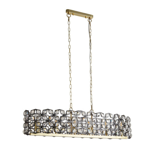 Searchlight Lampadario Classico Iris Acciaio Ottone Vetro 6 Luci E14 2