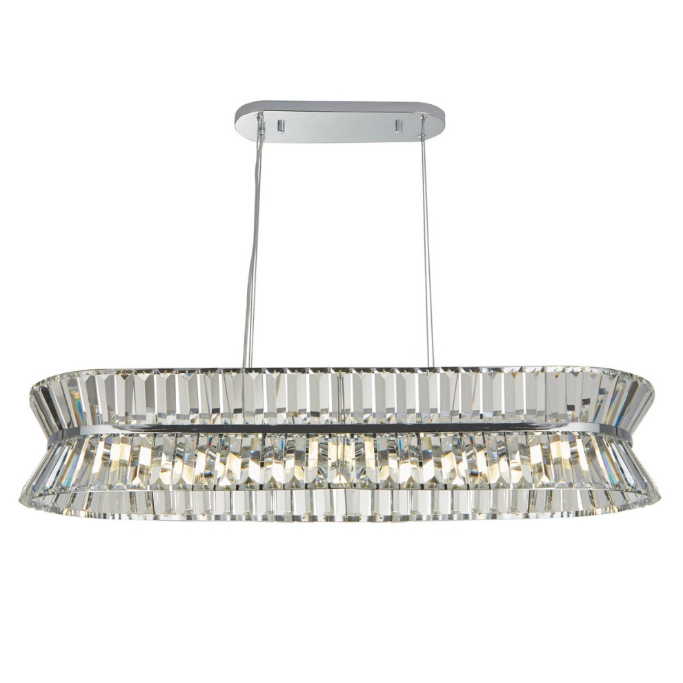 Searchlight Uptown 10 Light Oval Pendant Chrome, Clear Crystal