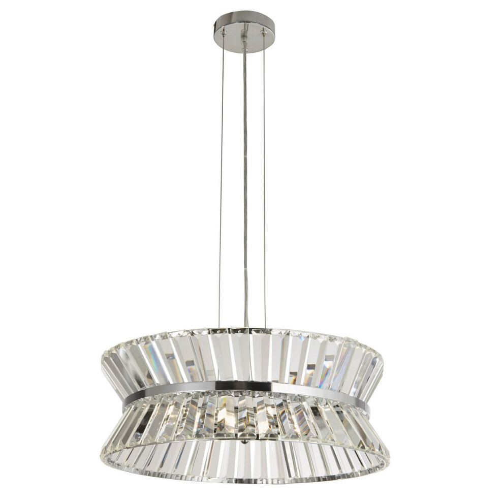 Searchlight Uptown 7 Light Pendant/Semi,Flush Chrome, Clear Crystal