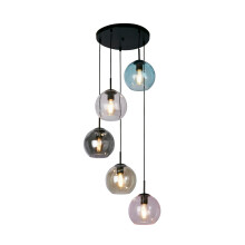 Searchlight Mardi Gras II 5 Light Pendant Black, Coloured Glass