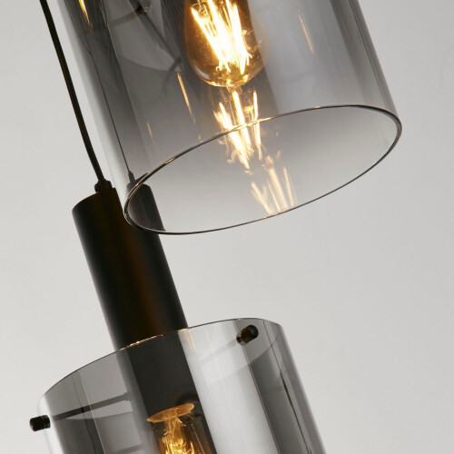Searchlight Searchlight Sweden 3 Light Multi,Drop Pendant Black, Smoked Glass 2