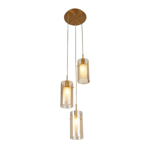 Searchlight Searchlight Duo III 3 Light Multi,Drop Bronze, Champagne Glass
