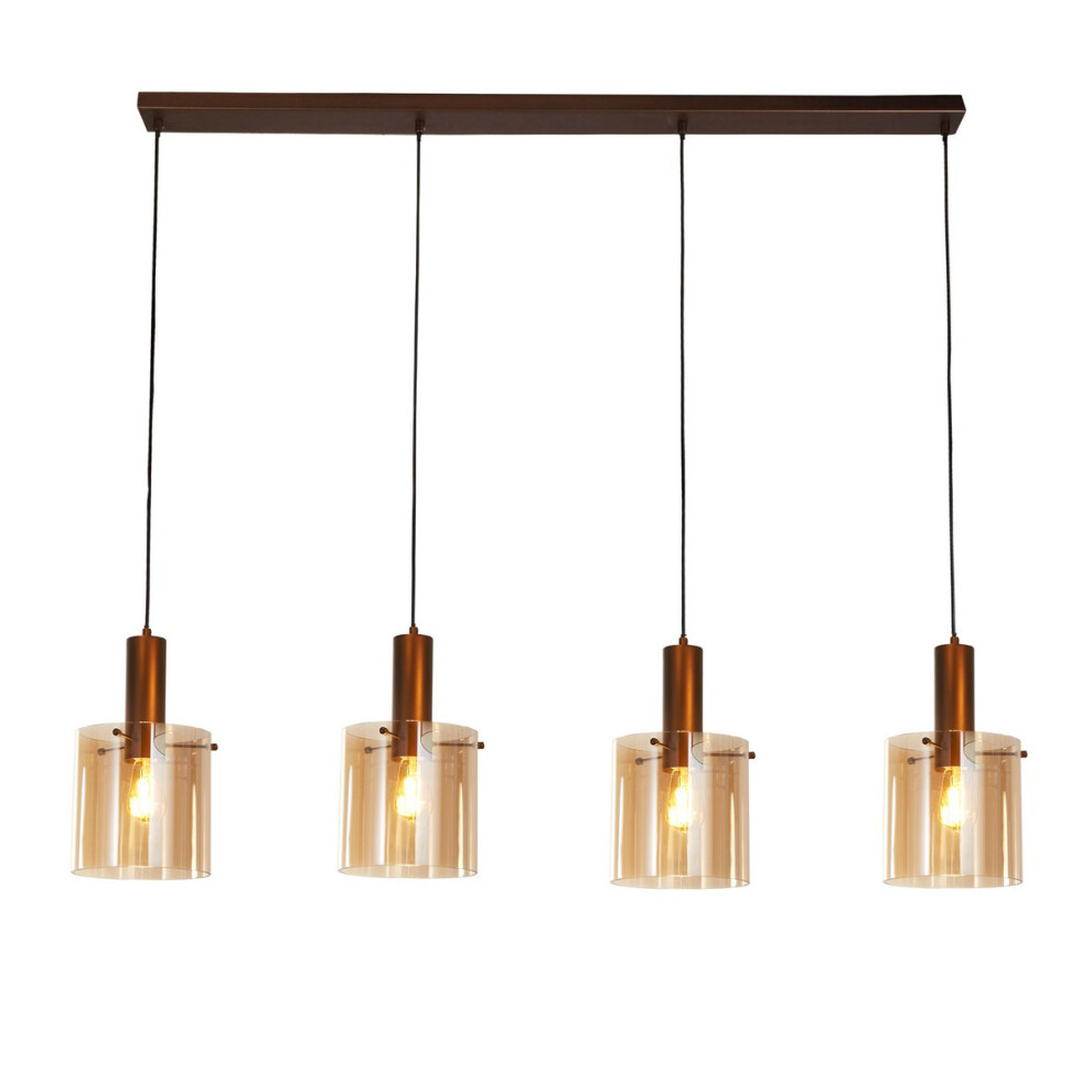 Searchlight Sweden 4 Light Bar Pendant Mocha, Amber Glass