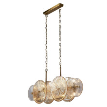 Lampadario Contemporaneo WAGON WHEEL Acciaio ADJUSTABLE Vetro 10 Luci G9
