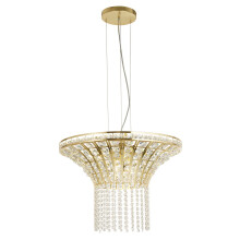 Lampadario Classico Gemma Acciaio Ottone Cristallo 8 Luci G9