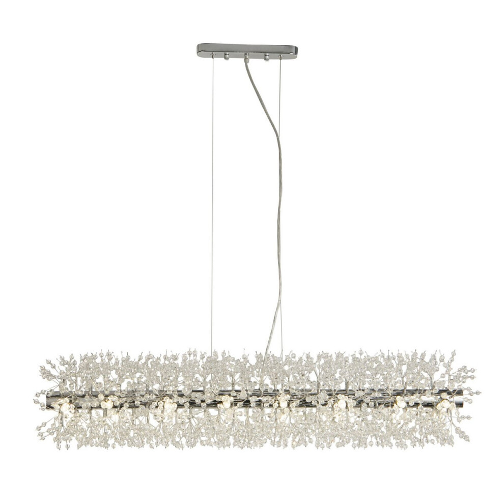 Searchlight Sunburst 16 Light Bar Pendant Chrome, Glass Beads