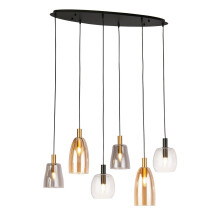 Lampadario Classico Divine Acciaio Nero Vetro 6 Luci E14