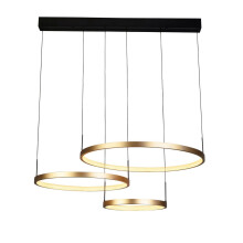 Searchlight Grace 3 Ring Pendant Black, Gold Metal
