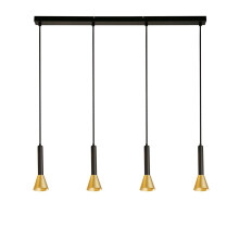Lampadario Moderno Signal Acciaio Nero Oro 4 Luci GU10