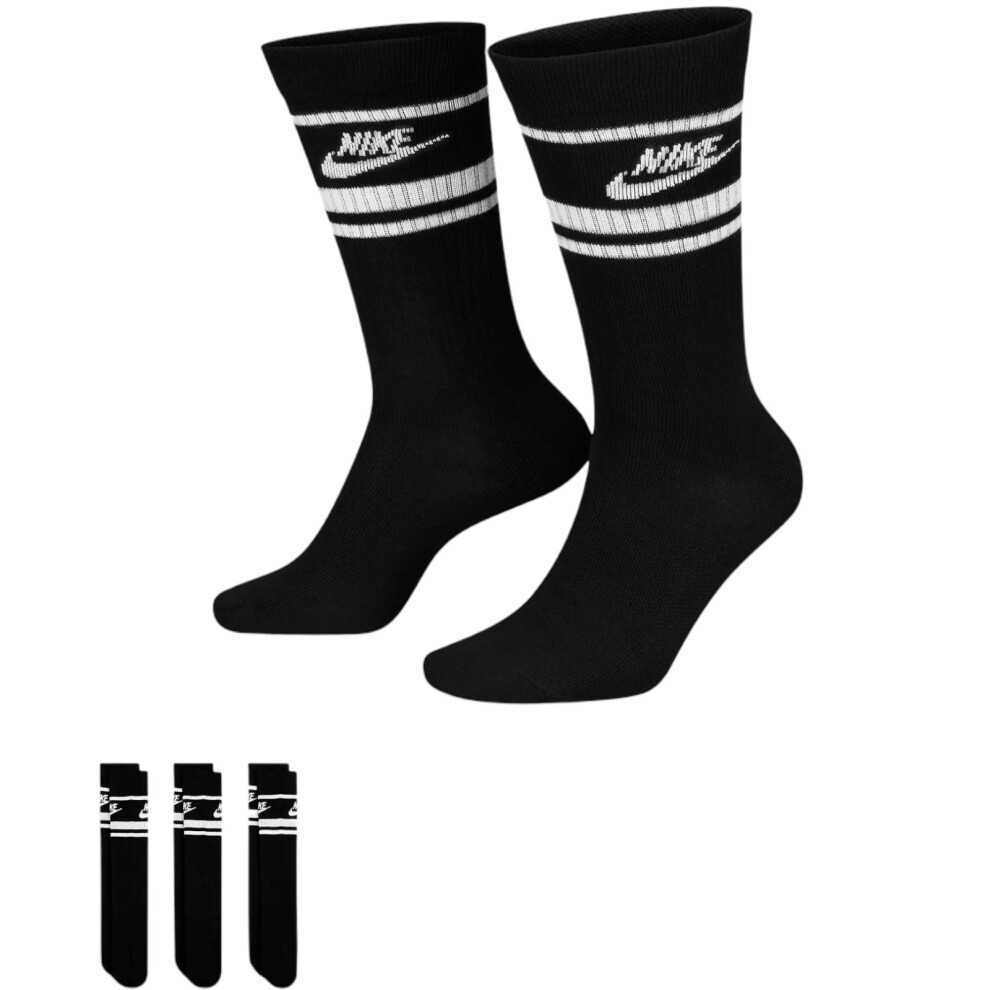 Nike (M, 010) Sportswear Dri-Fit Everyday Essential Crew Socks (3 Pairs) Black