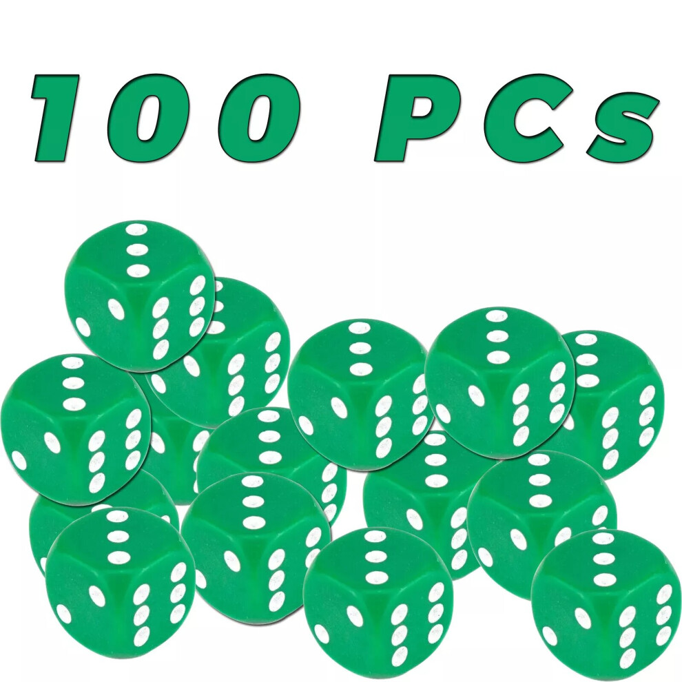 True Face (Green (10 Mm), 100 Pcs) 50,100,200Pcs D6 Six Sided Spot Dice For Ludo Game