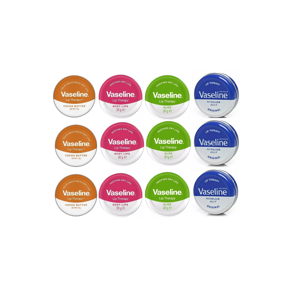 12 x 20g MIX Vaseline Lip Therapy Balm Petroleum Jelly Pocket Size Pots