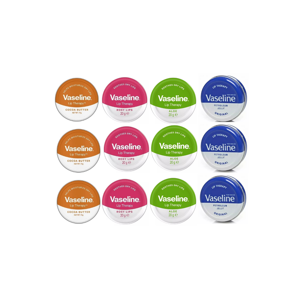 Vaseline 12 X 20G Mix Lip Therapy Balm Petroleum Jelly Pocket Size Pots
