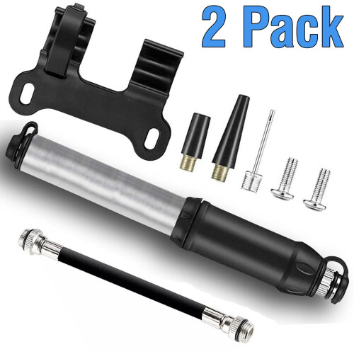 True Face 2 Pack Mini Bicycle Pump Portable with Presta & Schrader Adapter 1