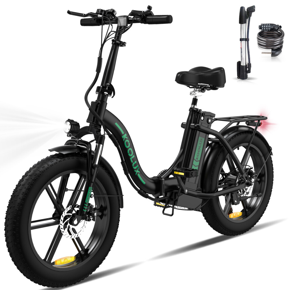 (Black) KOOLUX BK6S Foldable EBike Fat Tyres 250W Battery