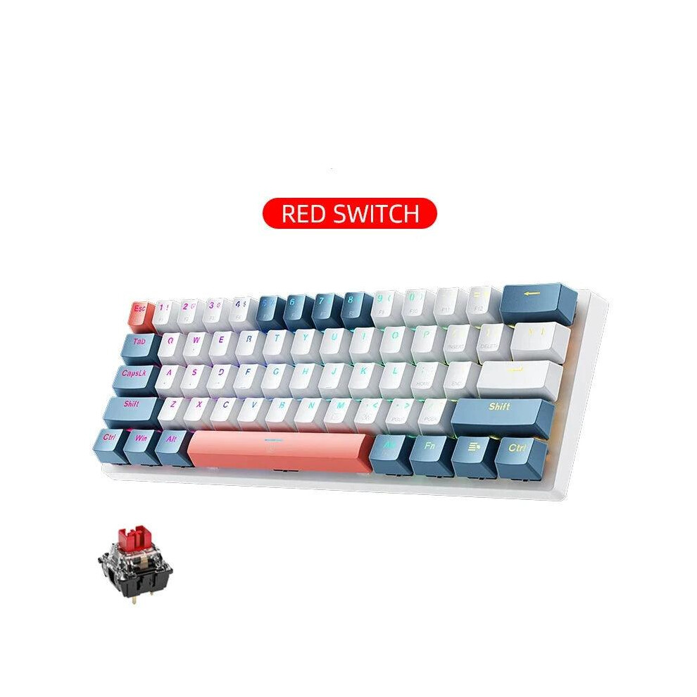 Photos - Keyboard ) Machenike K500-B61 Mini Mechanical Gaming  60 RGB Backlit 61Keys White,Red(Red Switch (White)