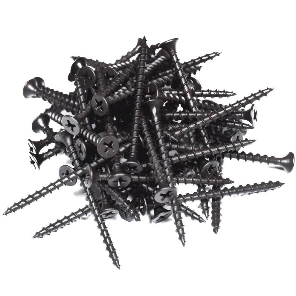 (Pack of: 20, Length: 25mm) DIYUK Premium Black Wood Screws Phosphate Coated Coarse Thread Self-Tapping Drywall, And Plasterboard Fixings