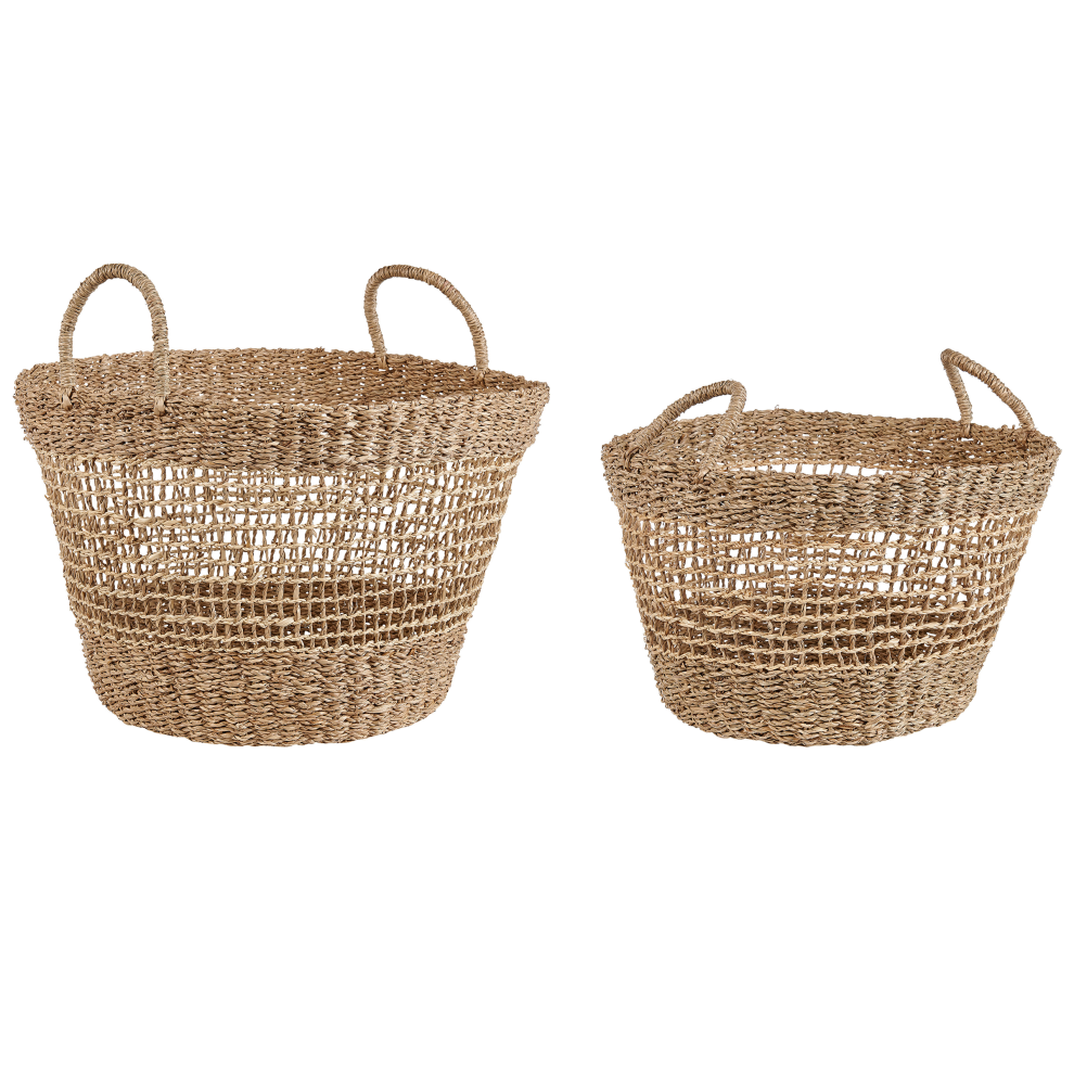 Set of 2 Baskets AROWANA Seagrass Natural