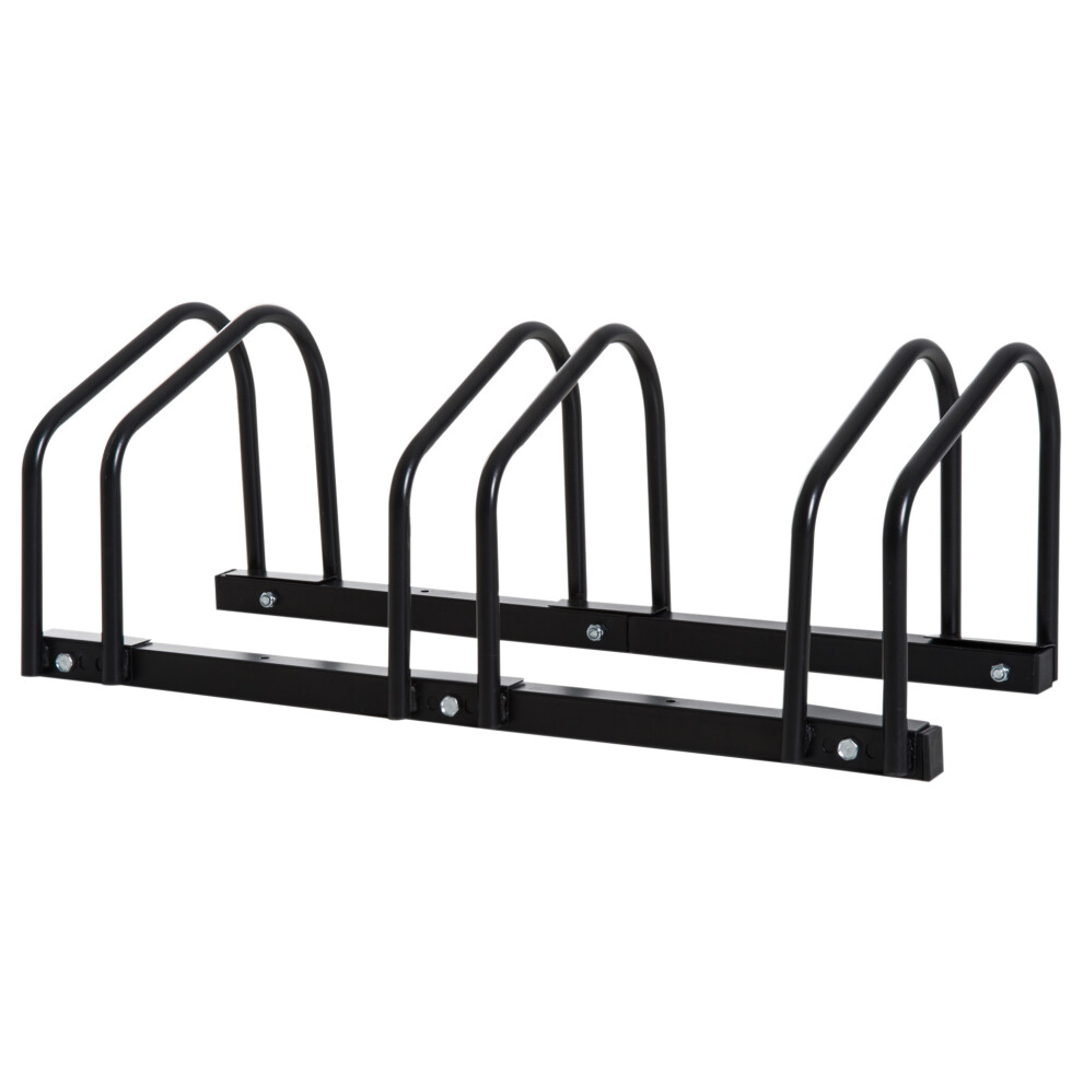 Homcom Bike Parking Rack Bicycle Locking Storage Stand For 3 Cycling Black