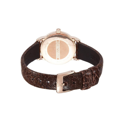 Armani ARMANI WOMEN'S WATCH AR1813 BROWN STRAP BEIGE DIAL ROSE GOLD CASE 1
