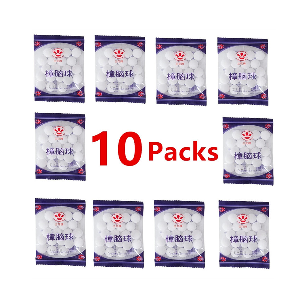 (10 Packs Mothballs) 10 Packs Household Mothballs Anti-mold Moth Repellent Camphor Ball Pest Control Household Bedroom Wardrobe Drawer Deodorizer