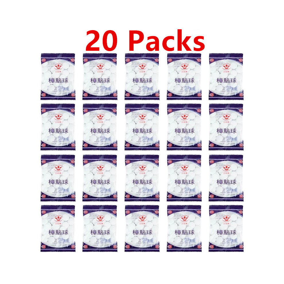 (20 Packs) 20 Packs Wardrobe Odor Removal Insect-resistant Moth-proofing Natural Camphor Ball Drawer Deodorizer Mothball Naphthalene