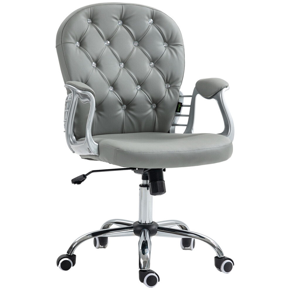 Vinsetto Office Chair PU Diamante Padded Ergonomic 360 Swivel Grey