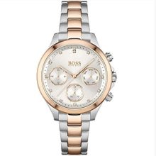 Hugo Boss Woman Watch 1502564 - Stainless Steel Chronograph, Blue Dial, Tachymeter Bezel, Deployant Clasp