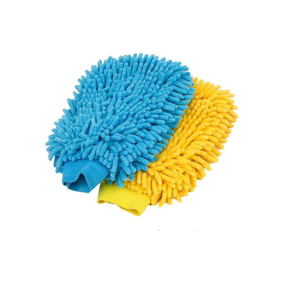 Mr.siga Microfiber Car Wash Mitt Pack Of 2 & Blue/Yellow 5051217268832