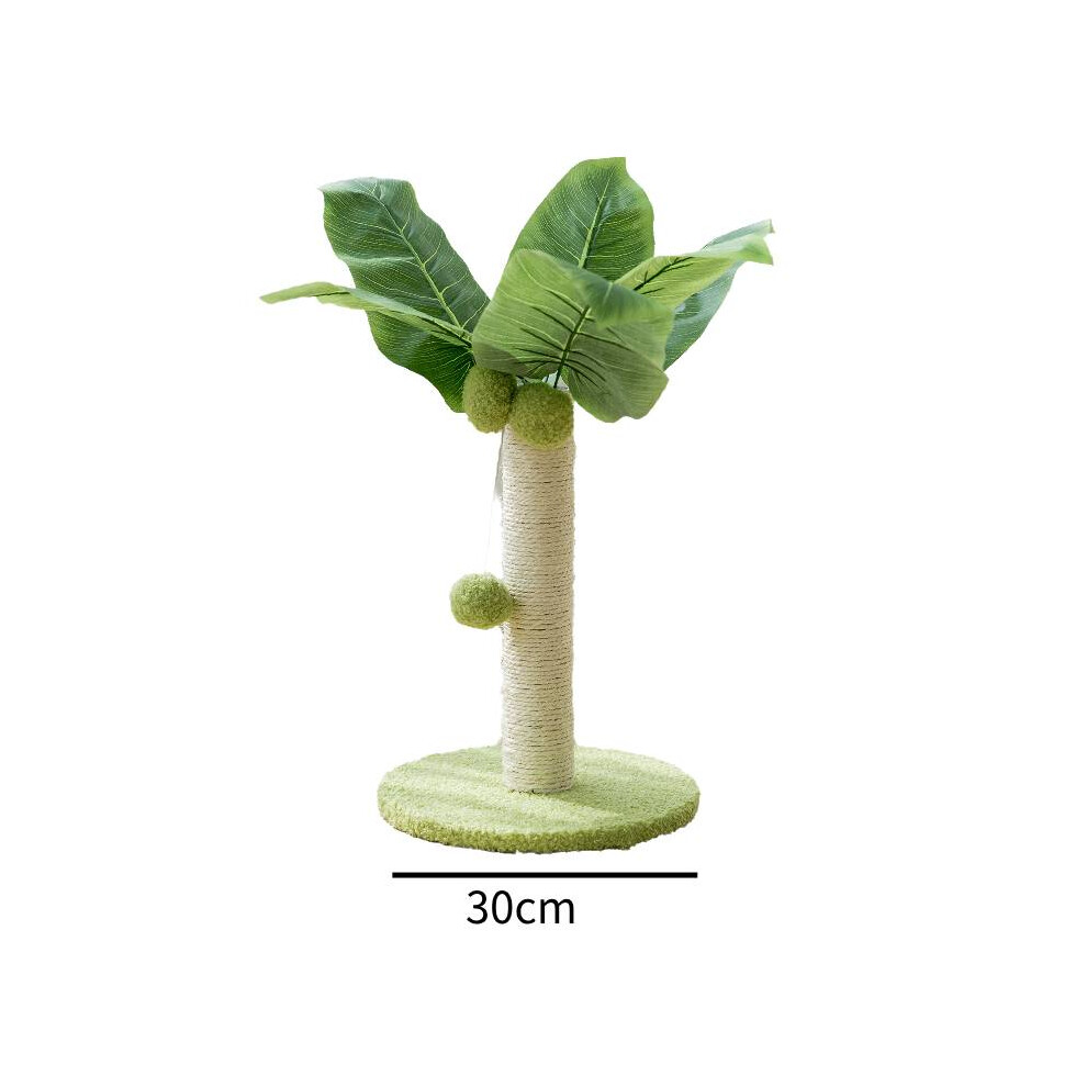 (Green, 30cm/11.81in) Sisal Cat Scratching Post Climbing Pole Pet Coconut Tree Shape Rope Pet Toy