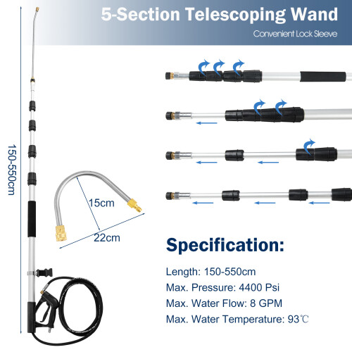 Costway Telescoping Wand for Pressure Washers 4000PSI  Grade Extension Wand 2